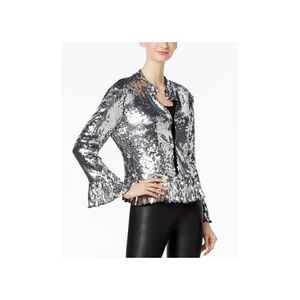 International Concepts L Lined Amazingly Perfect Sequin Long Sleeved Jacket